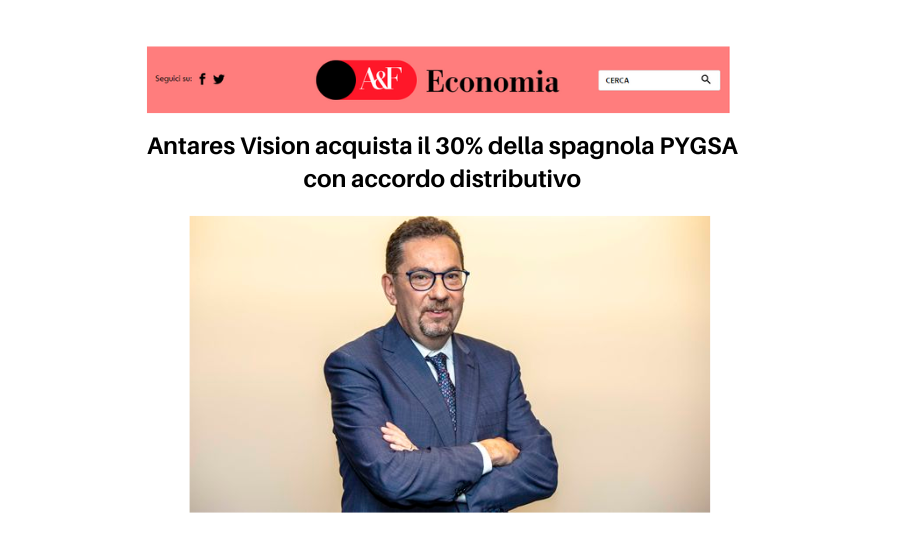 Antares Vision acquista il 30% della spagnola PYGSA con accordo distributivo